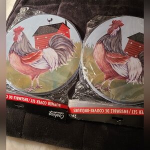 NIB Rooster Burner Covers.  2 Sets, Each 1lg/1sm. Enough For 4 Burners.